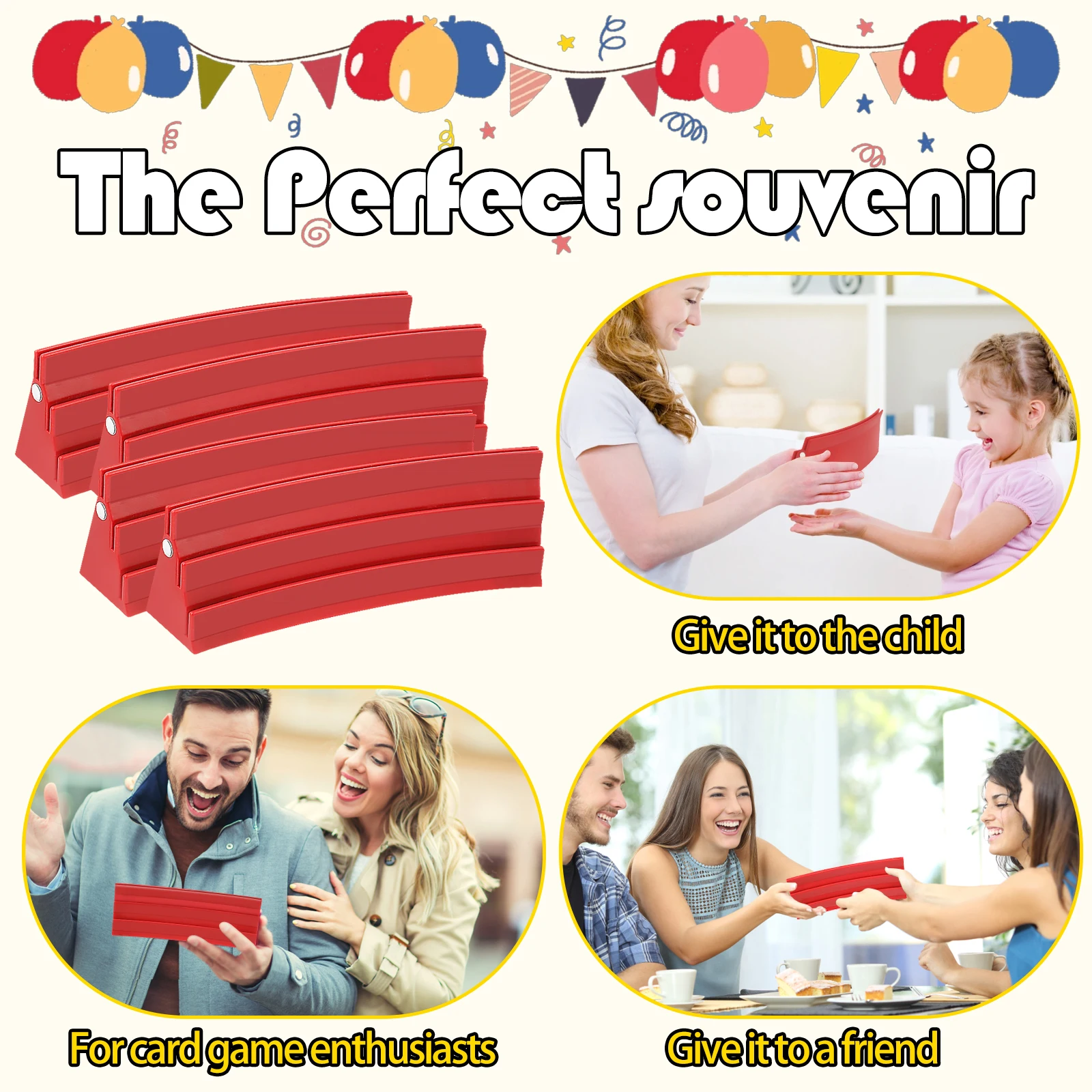 4PCS Plastic Card Holders Large Capacity Portable Stackable Storage Game Card Tray Keep Focusing Playing for Adults Kids Seniors