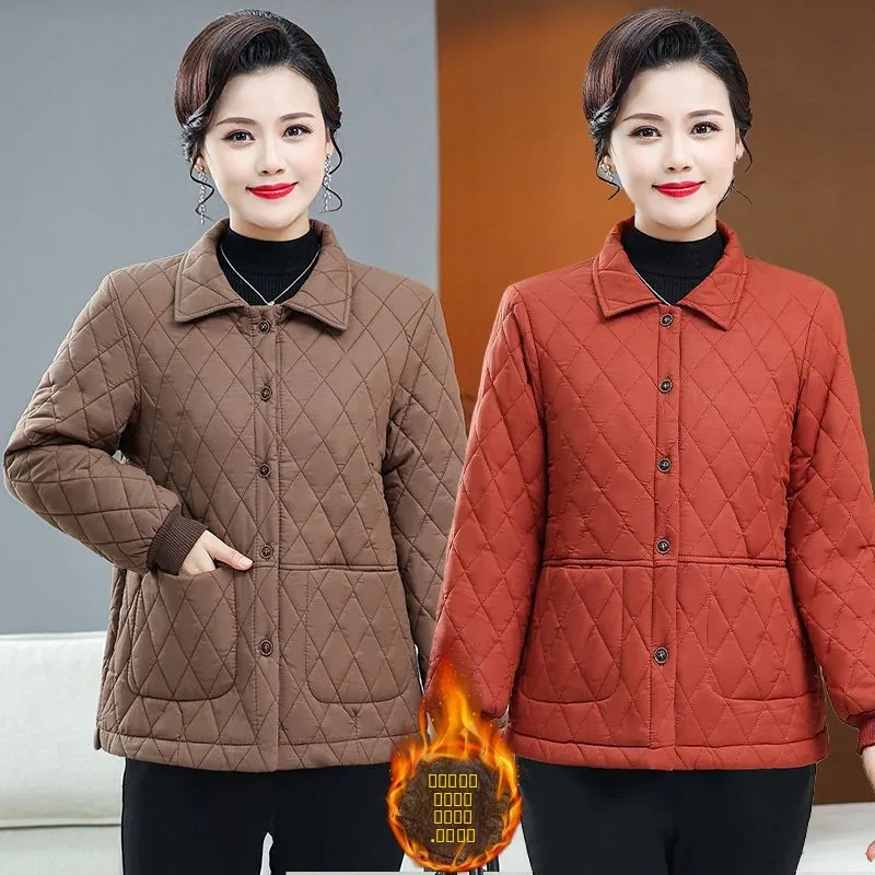 

Новая осенне-зимняя теплая хлопковая куртка на флисовой подкладке, свободный универсальный топ для среднего и старшего возраста, короткое хлопковое пальто