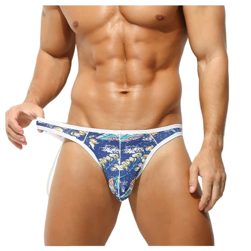 Men's Briefs High Elastic Sexy Ice Silk Mesh Underwear Sports Breathable Summer U Convex Pouch Panties Low RiseBikini Slip