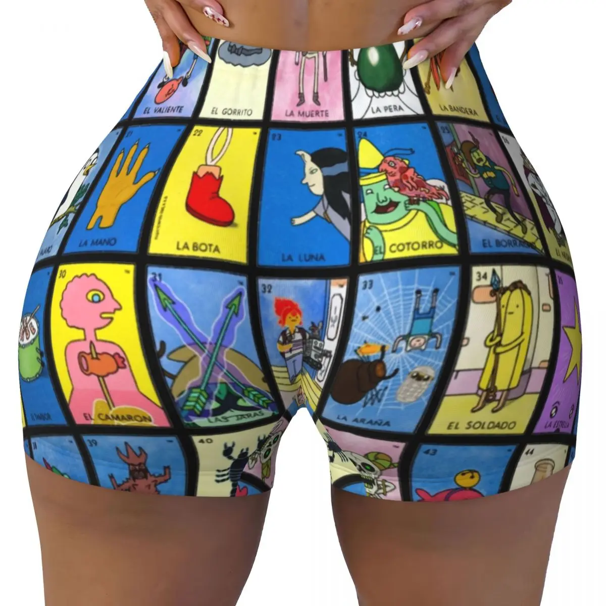 Custom Loteria Card Mexican Bingo Lottery Workout Shorts Women's Gym Volleyball Biker Yoga Shorts