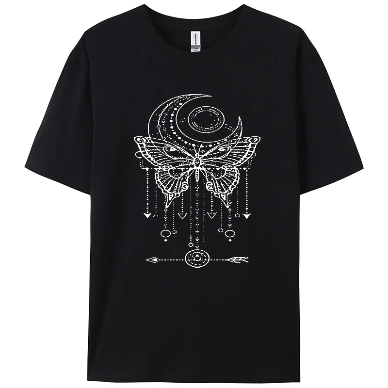 Unisex Minimalist Butterfly Stick Figure Print Women's T-Shirt 100% Cotton Breathable Soft Short Sleeve Basic High Quality Tees