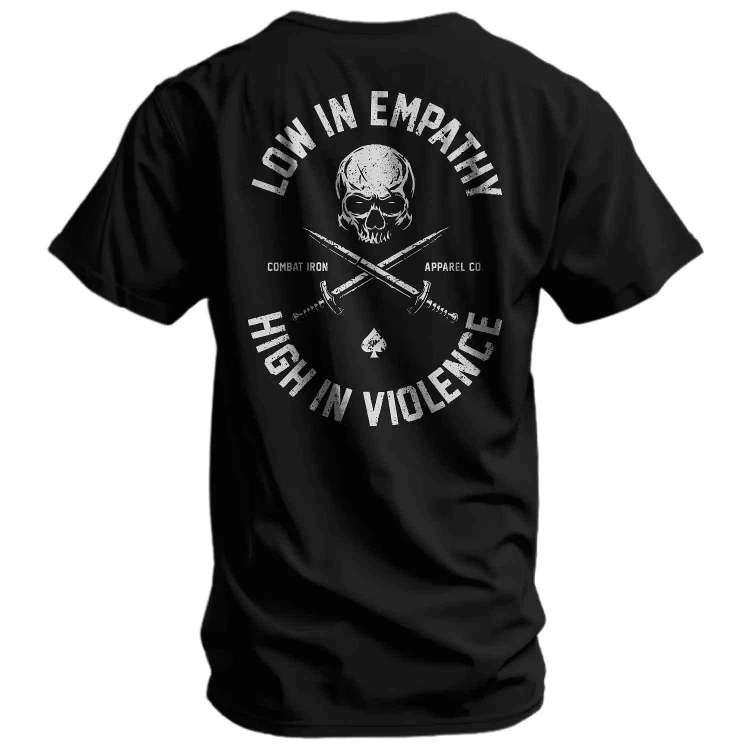 Vintage Skull Double‑blades Spade Element and Striking Quote Dual‑sided Printed Unisex T‑shirt, Tough‑toned Casual Top