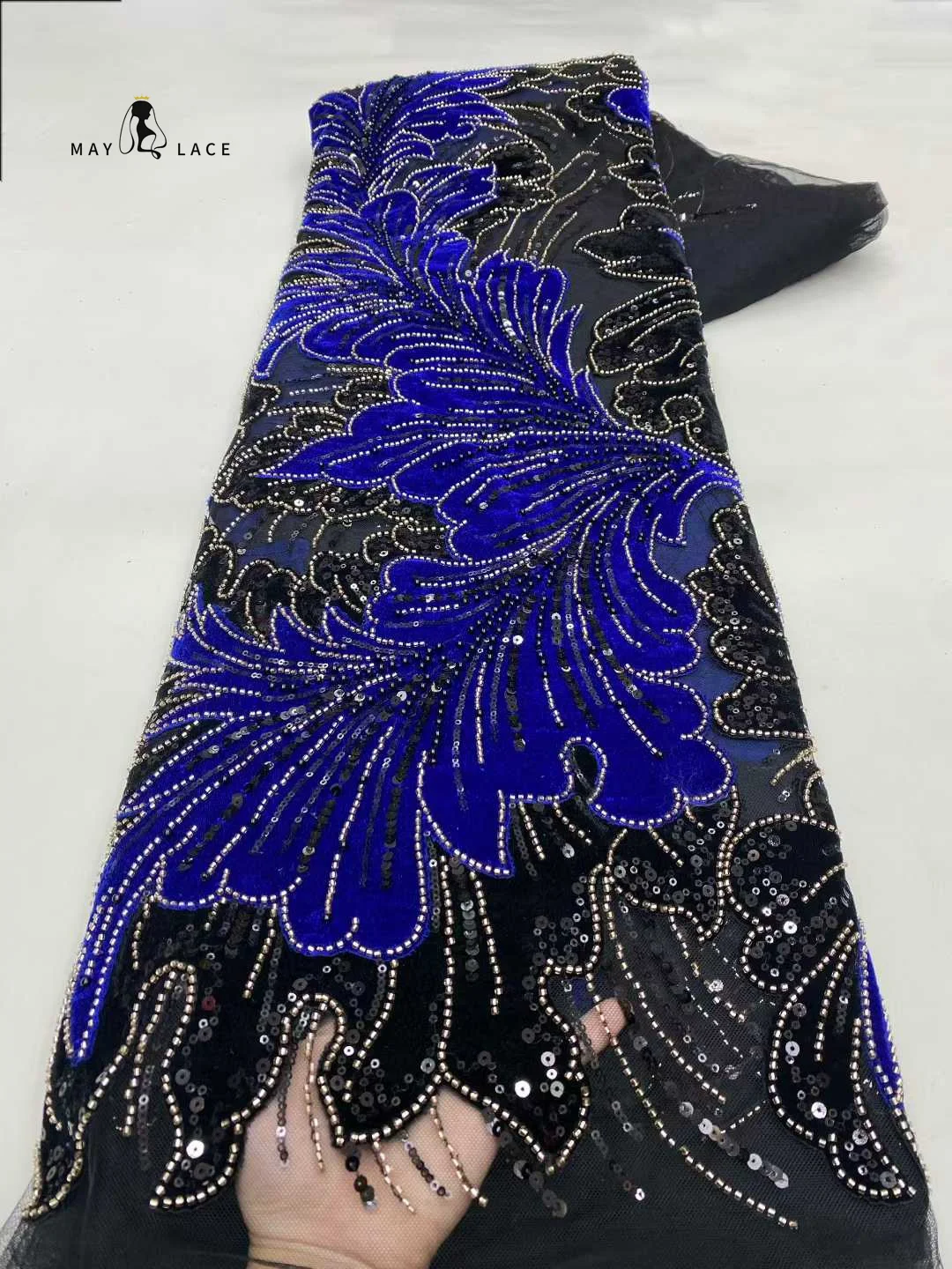 

African Velvet Lace Fabric 2025 High Quality Nigeria Lace Mesh French Groom Lace Fabrics For Party Wedding Dress Sewing Cloth