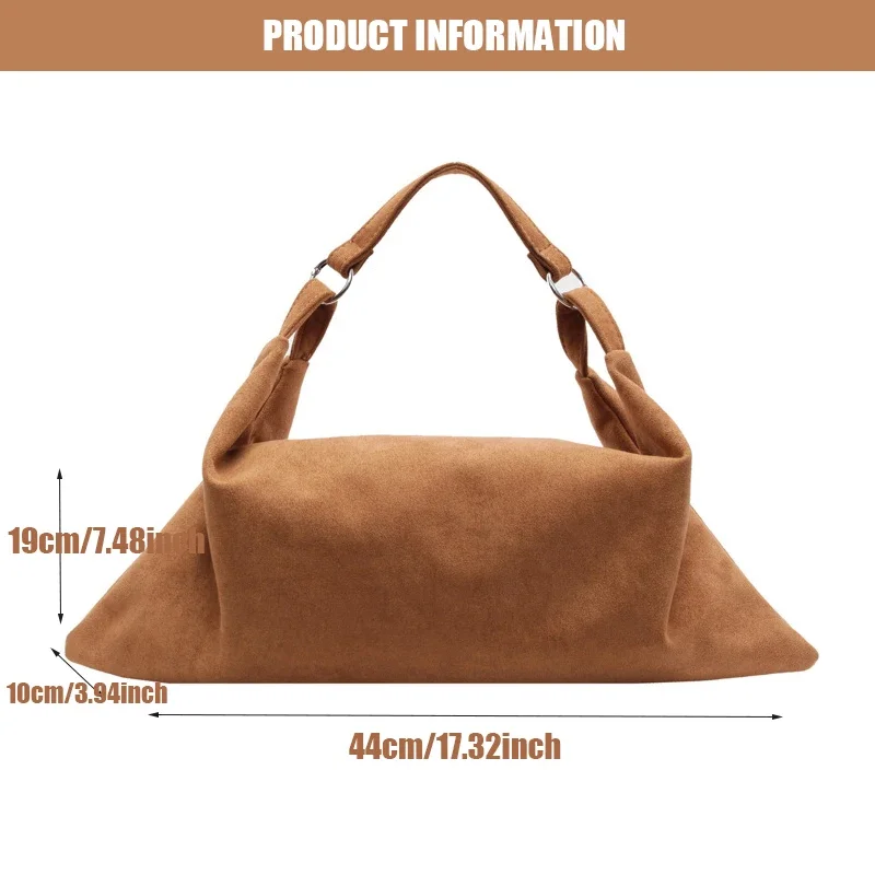 Autumn and Winter Vintage Women's Bag Suede Solid Color Simple Shoulder Bag Retro Handbags Hobos Bag