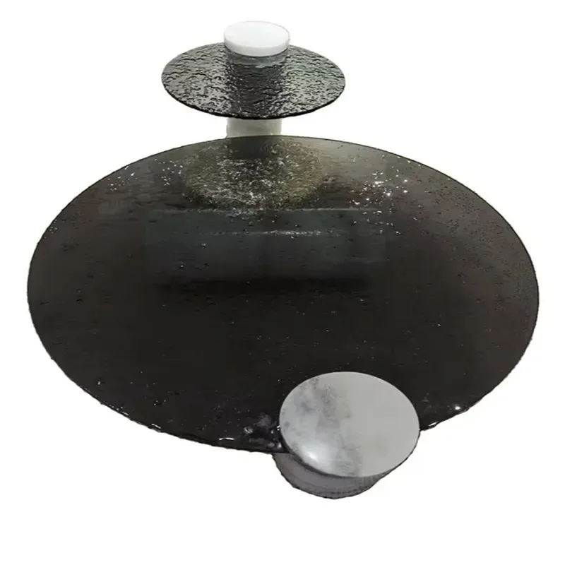 Black custom hot melt tempered glass table with polished surface, suitable for offices, hotels, kitchens, living rooms