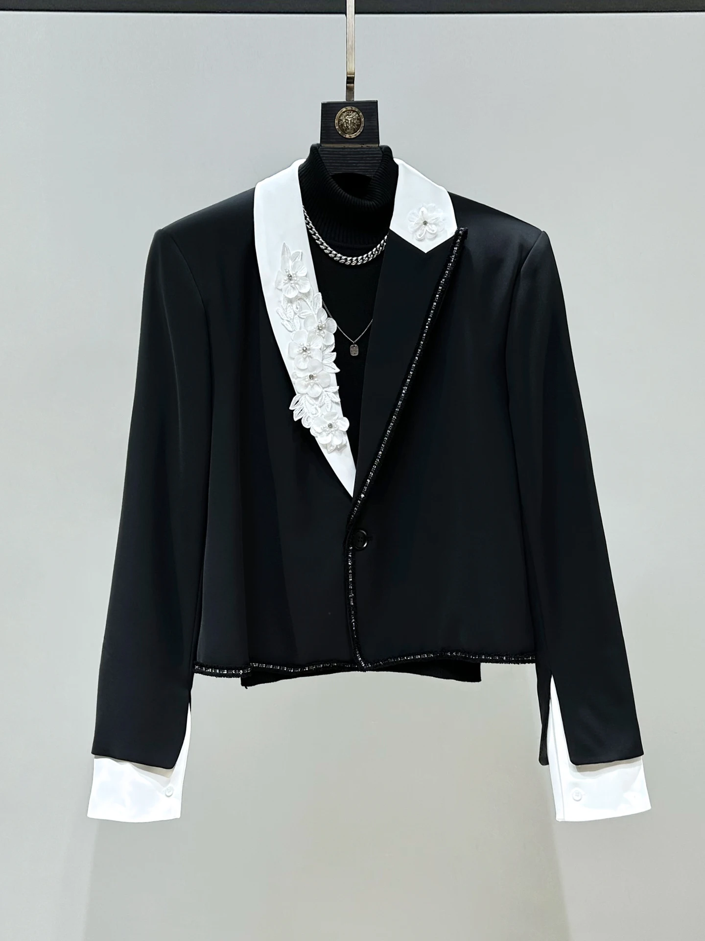 

Новый мужской костюм с цветными блоками, 3D цветочным дизайном, повседневный, модный, весна-осень