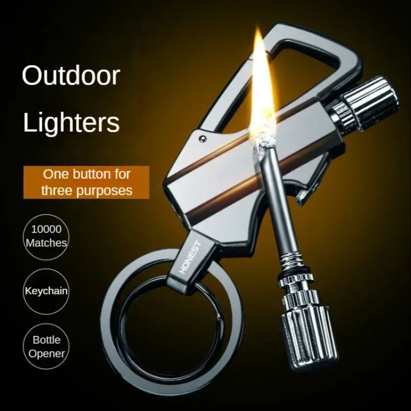 3 IN-1 Matching Keychain kerosene Lighter Torch Cigarette Lighter Creative Windproof Smoking Accessories Cool Men\'s Gift 2024