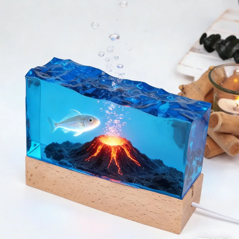 Sea Wave Resin Molds Water Ripple Cuboid Silicone LED Night Light Lamp Holder Epoxy Resin Casting Mold for Craft Decoration