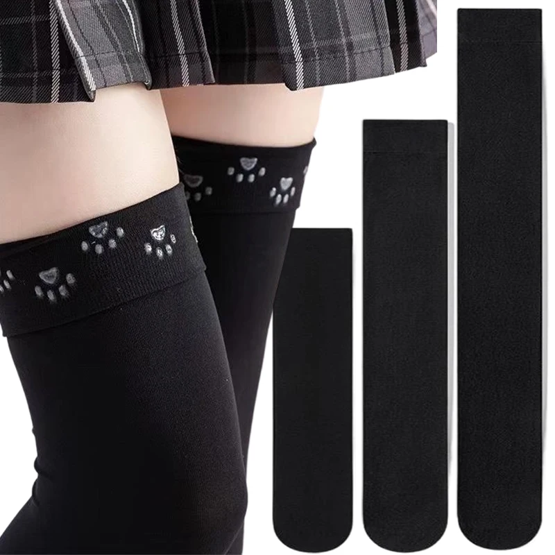 Overknee-Strümpfe für Damen mit Silikon-Antirutsch-Band, Japanischer Stil, Nylon-Lange Socken, Schwarz, Hochelastisch, für Uniform und Cosplay