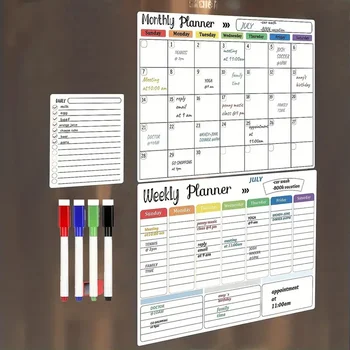 월간 주간 플래너 자석 자기 건조 지우기 달력 화이트보드 냉장고 보드 칠판 프레젠테이션 용품 사무실 학교