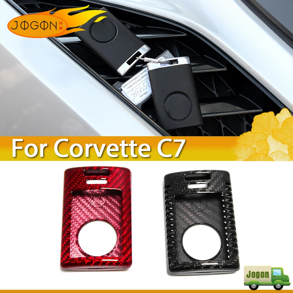JOGON 100% Real Carbon FIber Car Key Shell Decor For Chevrolet Corvette C7 2014-2019 Stingray For Chevrolet Captiva 2017
