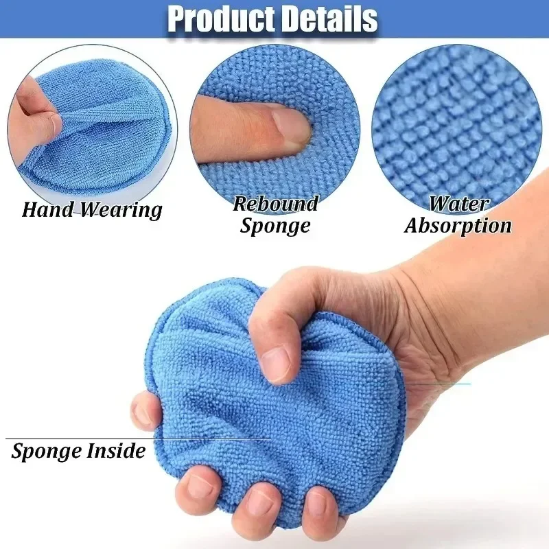 10Pcs Car Detailing Applicator Pads Car Care Waxing Polish Sponges Soft Microfiber Round Pocket Foam Sponges Car Cleaning Tools image 4
