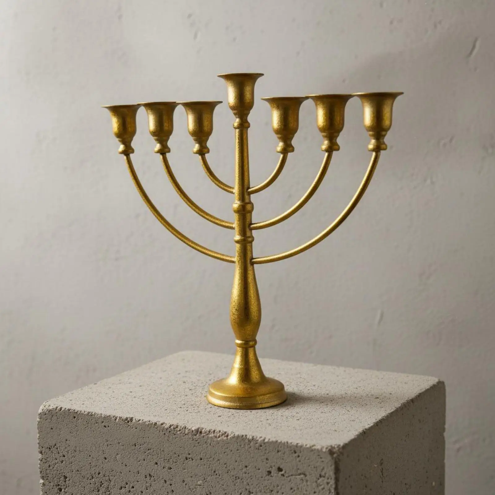 Gold Hanukkah Candelabra Wrought Iron Hanukkah Menorah Holiday Centerpiece 7 Branch Candelabra for Tabletop