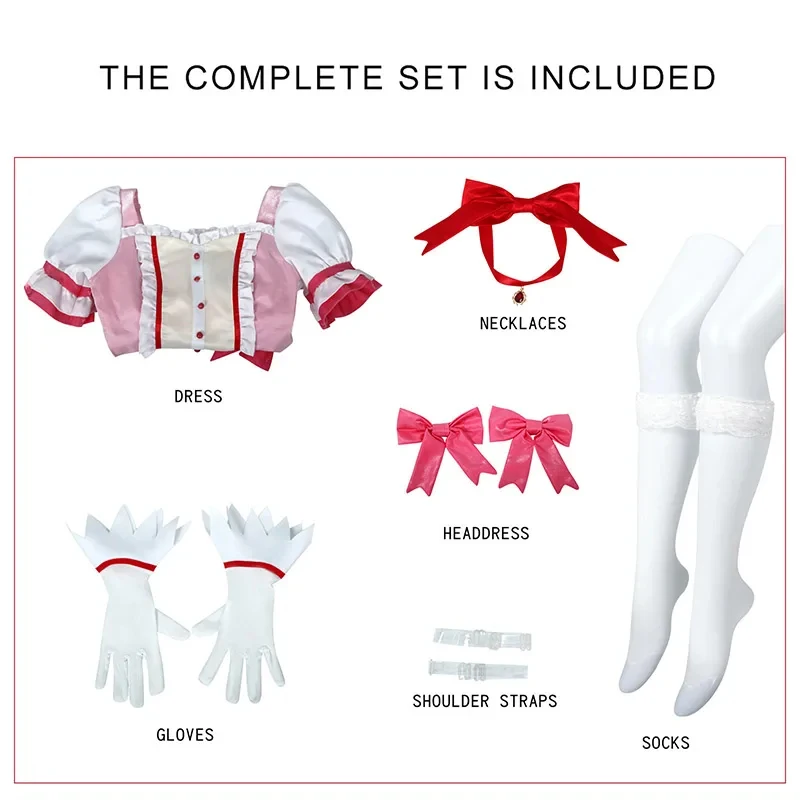 

v;3,f\6,k;Puella Magi Magica Cosplay Costume Wig Kaname Madoka Pink Short Ball Dress Halloween Par;6,b\7,j/