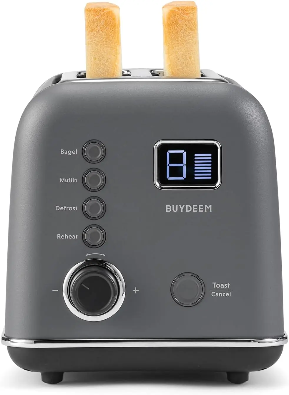 Home Kitchen Use, Motorized 2-Slice Toaster with LCD Timer, Stainless Steel, Multiple Shade Settings