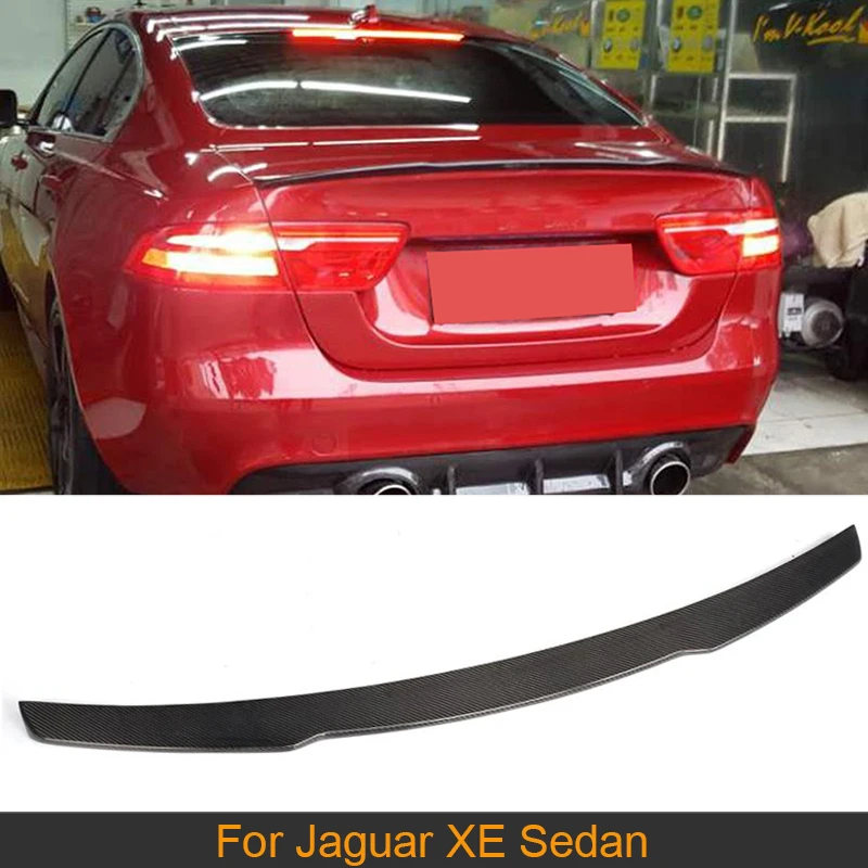 Carbon Fiber Rear Trunk Boot Lip Wing Spoiler For Jaguar XE Sedan 4 Door 2015 - 2017 Car Rear Tail Trunk Spoiler Wing Black FRP