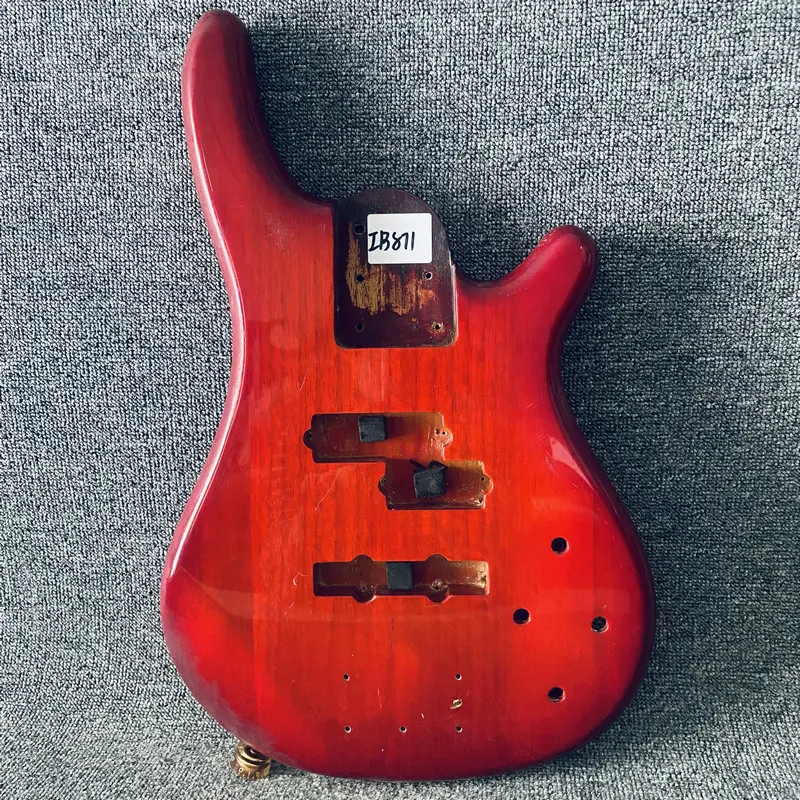 IB871 Transparent Red Color PJB Bass Body Semi Finishing Version Active Bass Pickups DIY Replace Guitar Parts Sales