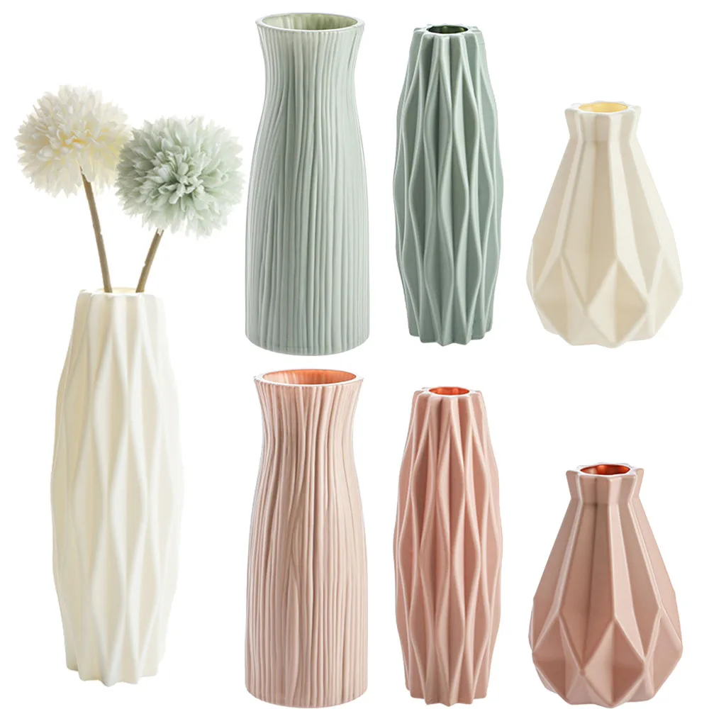 Ceramic Look Plastic Vase Nordic Modern Home Decor Decorative Flower Vases for Centerpieces Living Room Tabletop Shelf Decor