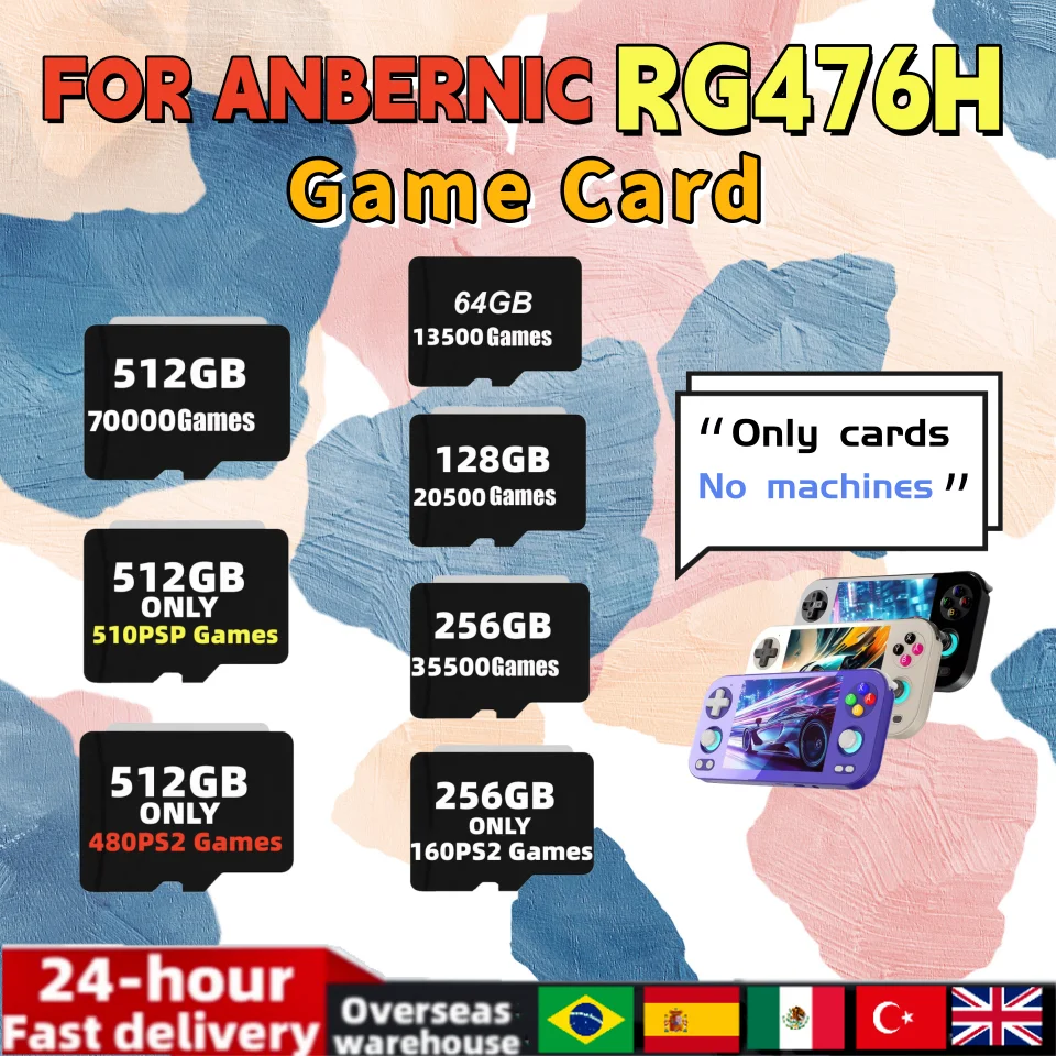Para ANBERNIC RG476H tarjeta TF consola de juegos portátil reproductor de vídeo tarjeta de memoria tarjeta SD 512G 70000 juegos PS2 PSP tarjeta de juego