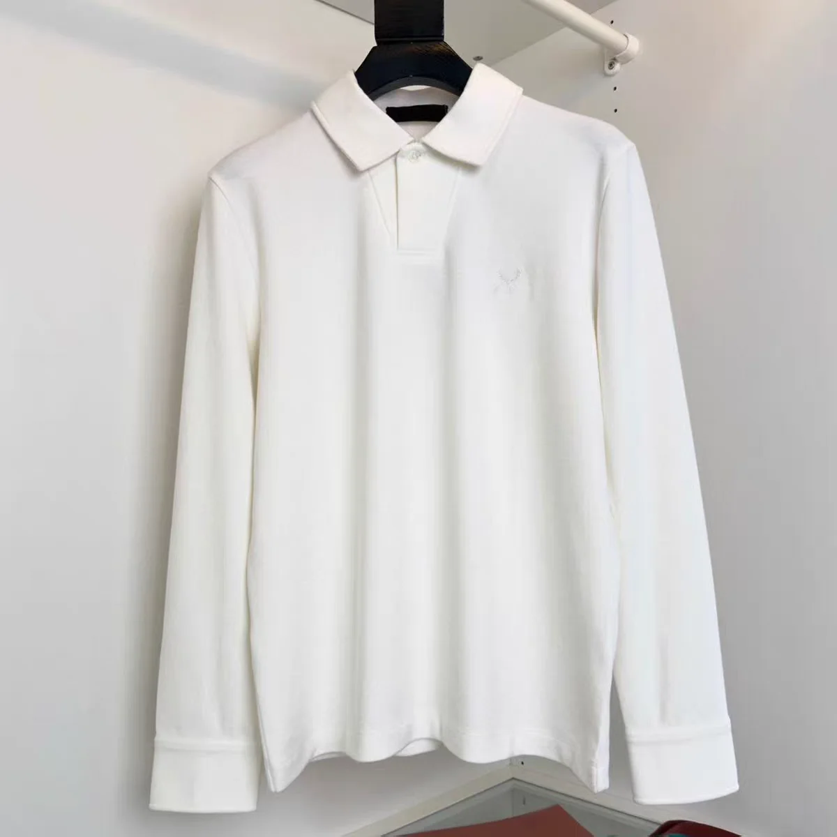 

LP Italian old money style embroidery simple business casual lapel long-sleeved men's POLO shirt