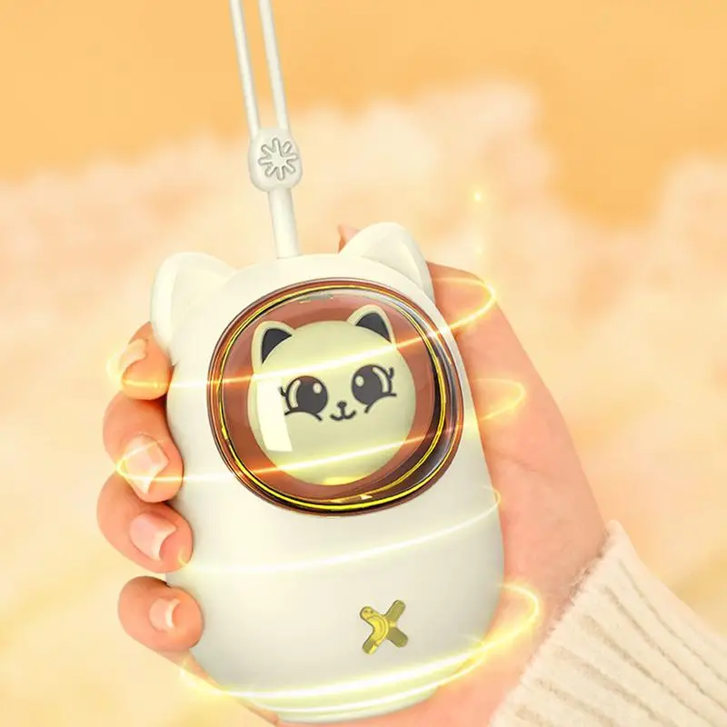 Mini Hand Warmer Cartoon Kitten Pocket Hand Warmer with Night Light Safe Instantly Hot Heater Winter Gift for Girlfriend Kids