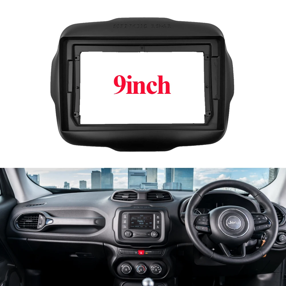 For Jeep Renegade 2016 2017 2018 2019 2020 DVD Stereo Panel Dashboard Frame Installation Trim Kit 9inch Car Radio Fascia