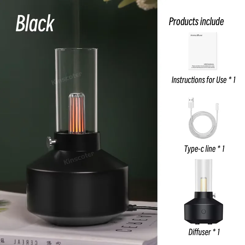 Vintage Nachtlicht Aroma Diffuser Aromatherapie Mini Desktop Luftbefeuchter USB Kreatives Stimmungslicht Als Geschenk/Ätherisches Öl Set