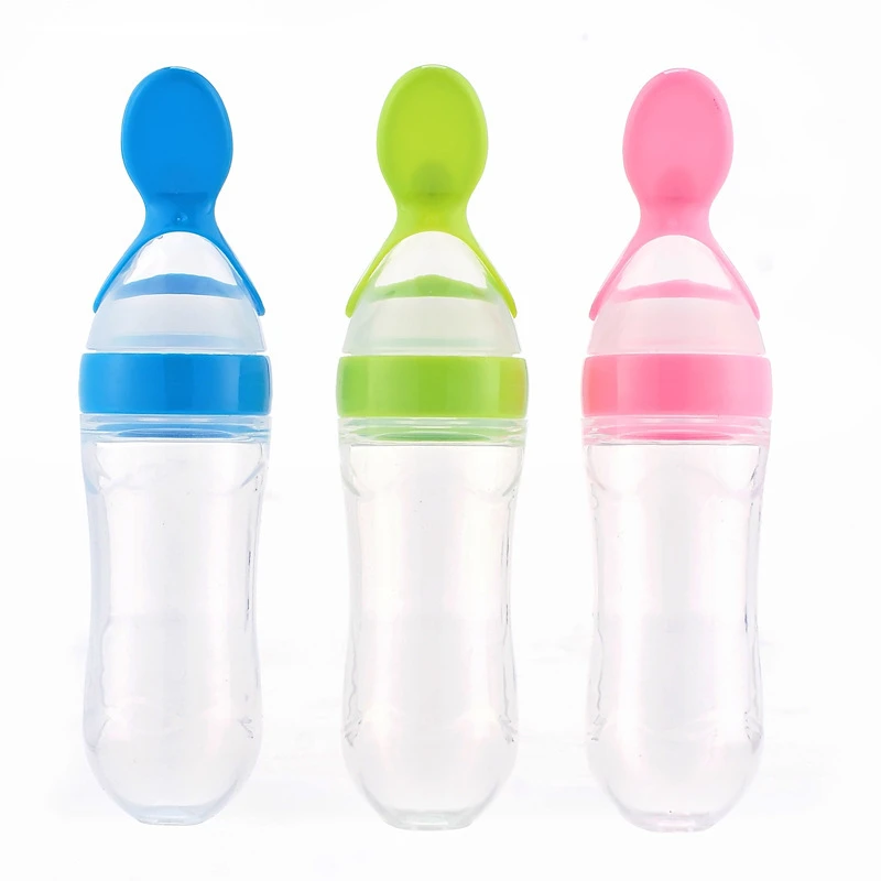 90ml Silicone Baby Feeder Bottle Pacifier Dispensing Spoon Squeeze Bottle Spoon Teething Toy Feeding Bottle Dispensing Feeder