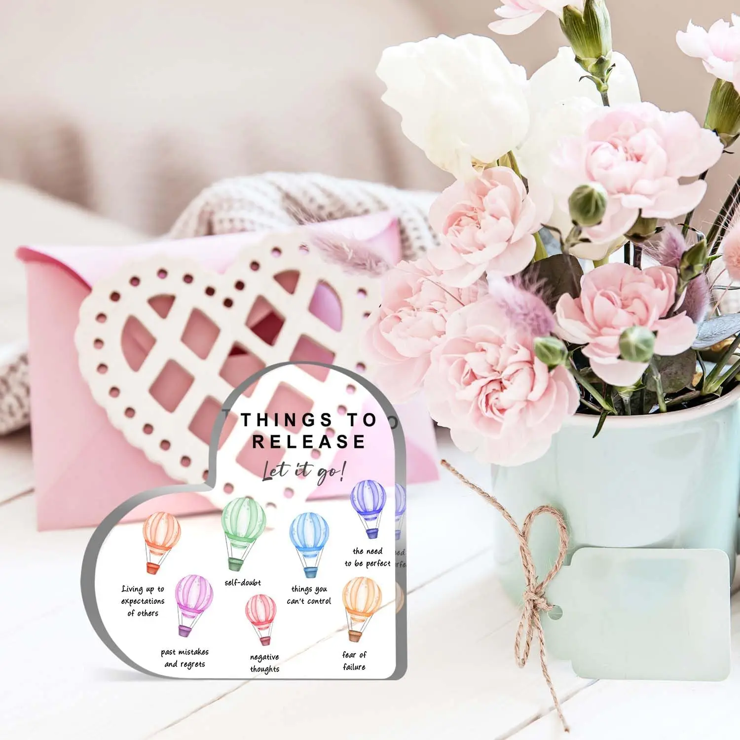 ديكور الوعي بالصحة العقلية ، أشياء لإطلاق علامات الأكريليك على شكل تأكيدات العلاج النفسي ، علامة مستشار المدرسة ، الديكور