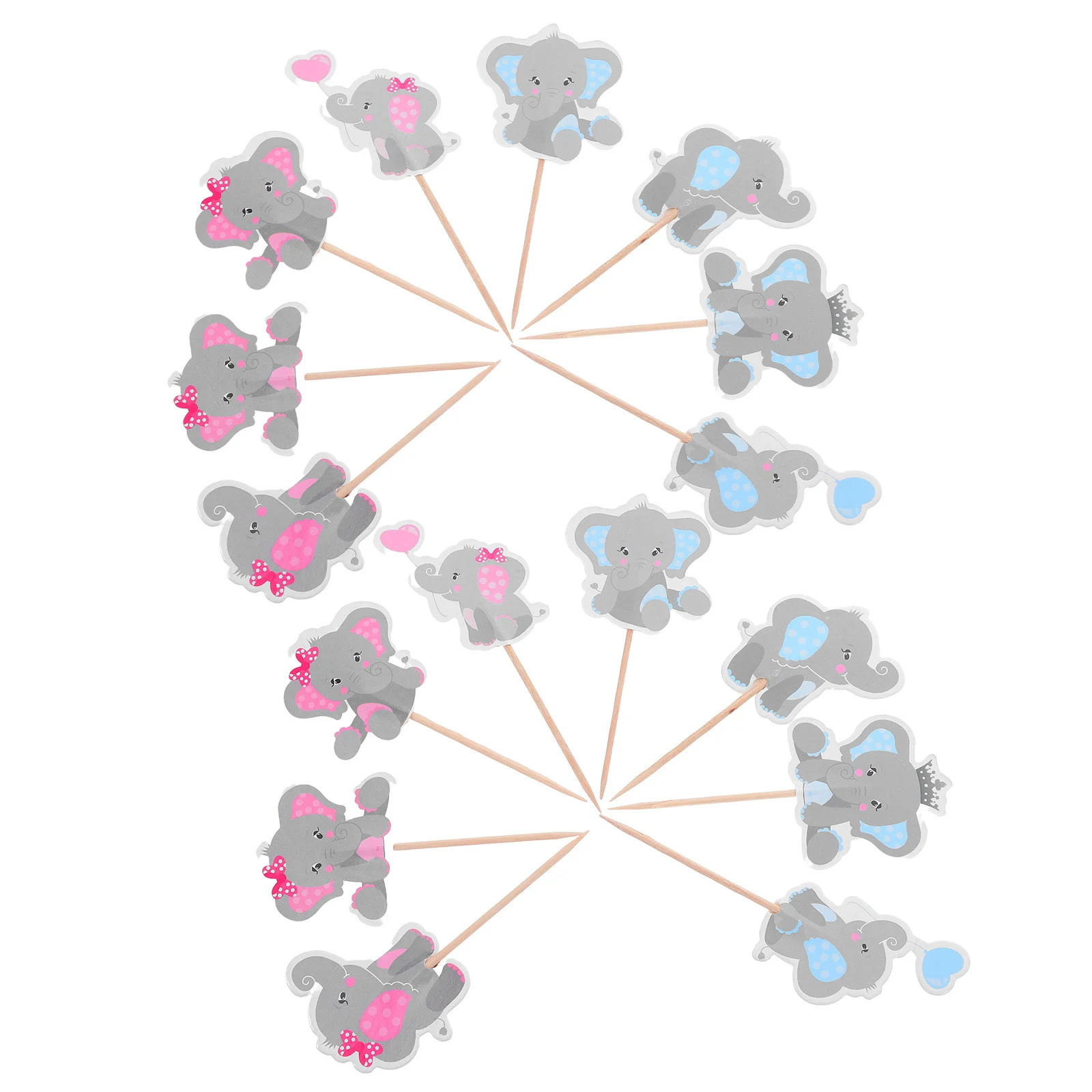 

48Pcs Baby Shower Cake Toppers Double Sided Elephant Theme Cupcake Picks for Birthday Gender Reveal Party Decorations