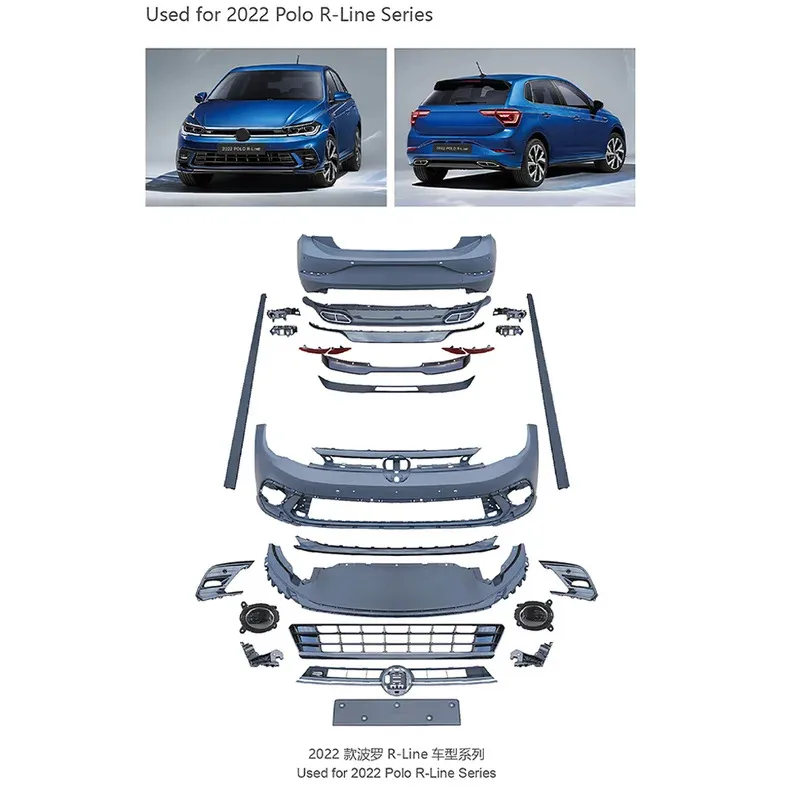 Kit de carrocería modificado para parachoques trasero delantero de coche, gran oferta de fábrica, usado para VW Polo R-LINE Series 2022