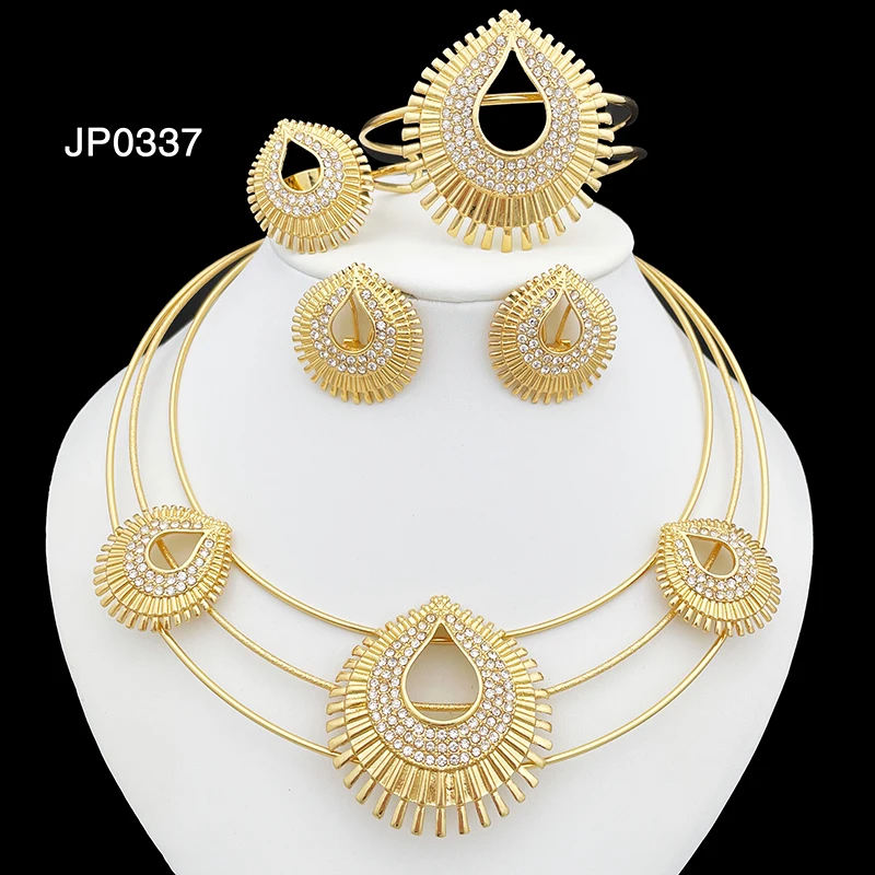 Fashion Jewelry Jewelry Sets Gold Plated Necklace Earring Sets For Women Charm Bracelet