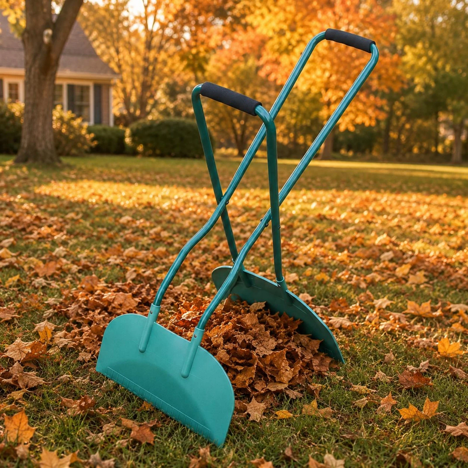 Garden Foliage Rake Black Grip Handles Curved Foliage Rake Outdoor Tool Rust Resistant Easy to Assemble