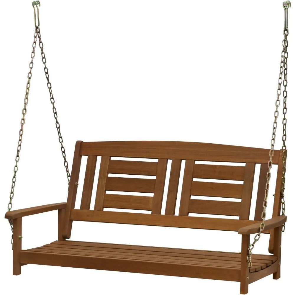 

Tioman Hardwood Patio / Garden / Outdoor 4ft Porch Swing, 2 Seater with Hanging Chains, Natural