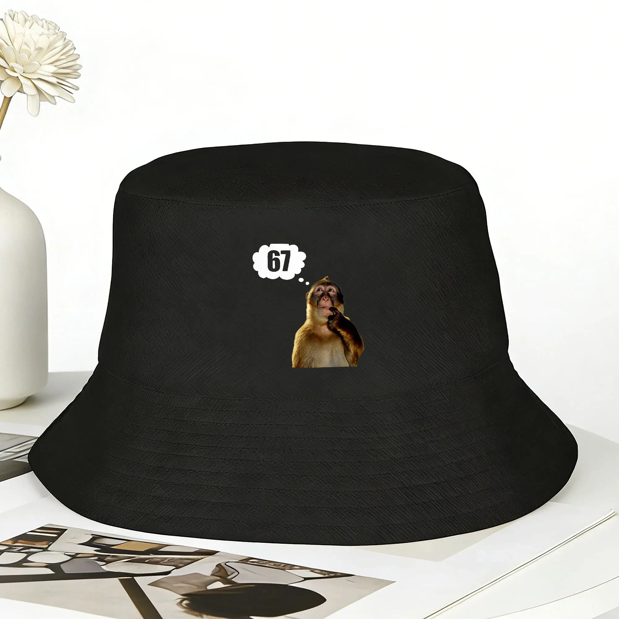 Wait I'm Goated Funny Thinking Monkey Bucket Hat Summer  Casual Fisherman Hats For Men Women Hawaii Graphic Visor Hats