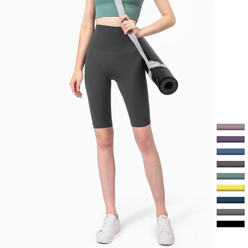 Nova sensação de pele de cintura alta cinco quartos apertados yoga calças de fitn buls confortável camada base leggings