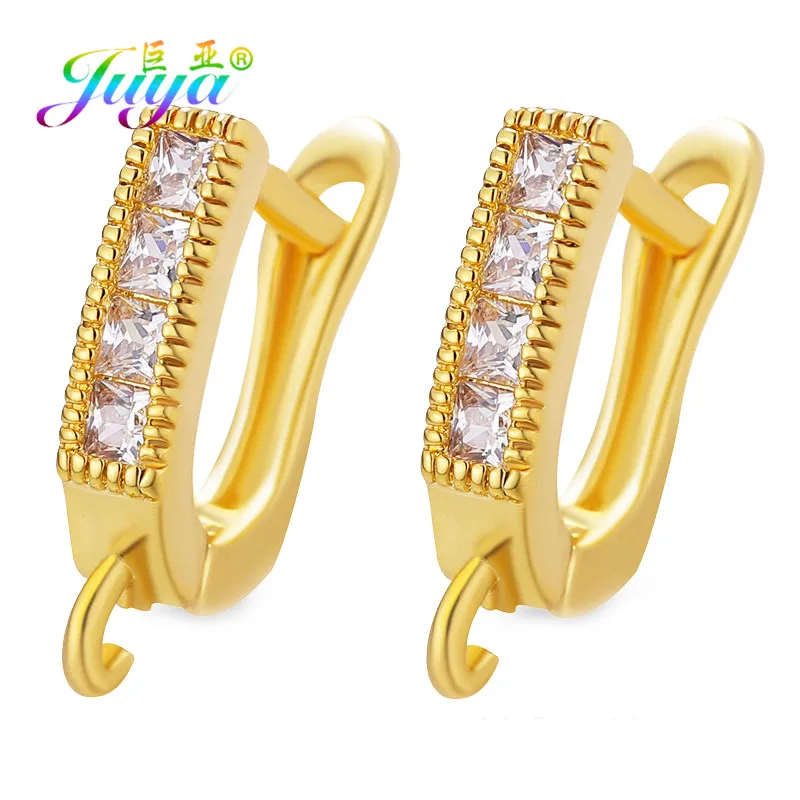 Juya 18K placcato oro reale fatto a mano creativo filo dell'orecchio elementi di fissaggio gancio in ottone accessori per orecchini per le donne orecchini di lusso che fanno