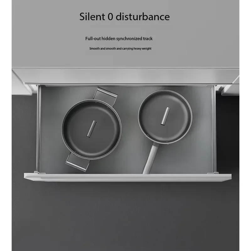 Bulk Custom  Built-in Drawer Pull-out-Smart Partition Soft Close Grey Aluminum Kitchen Organizer Drawers