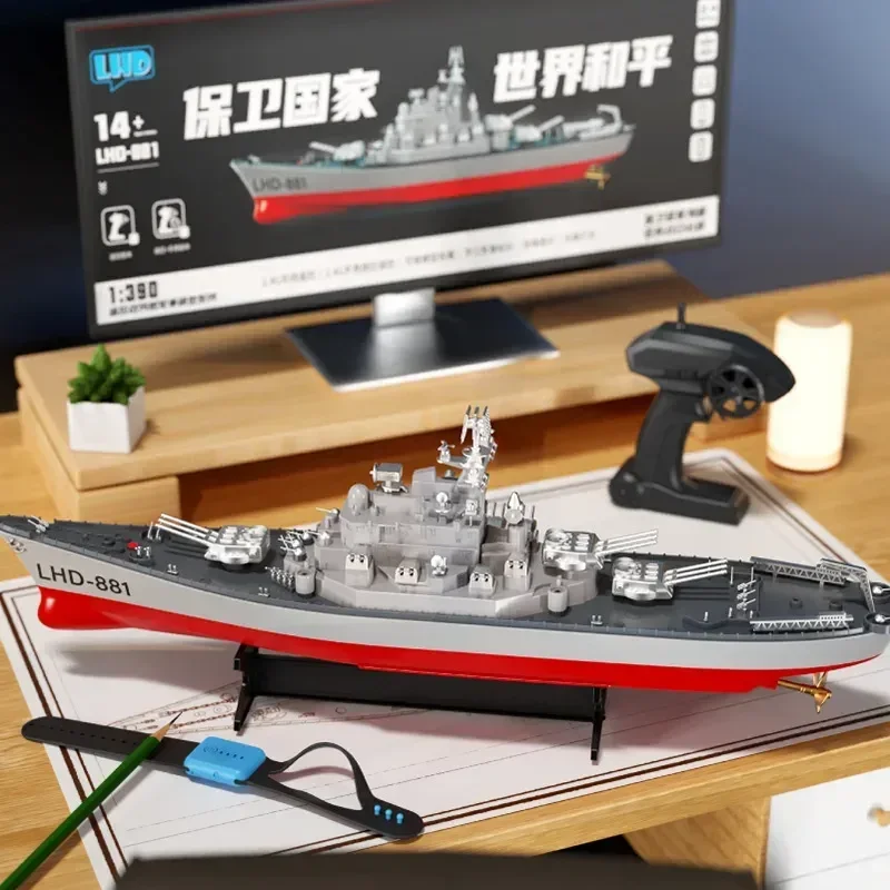 Spot 2.4g Dual Remote Control Warship Large Electronic Remote Control Ship Simulation Military Warfare Model Boy Gift