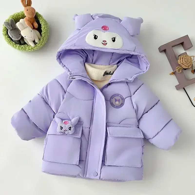 Kuromi Anime Kawaii Ins MINISO Mode Kinder Langarm Jacke Niedlichen Cartoon Gepolsterte Kaschmir Verdickt Mantel Kleidung Spielzeug