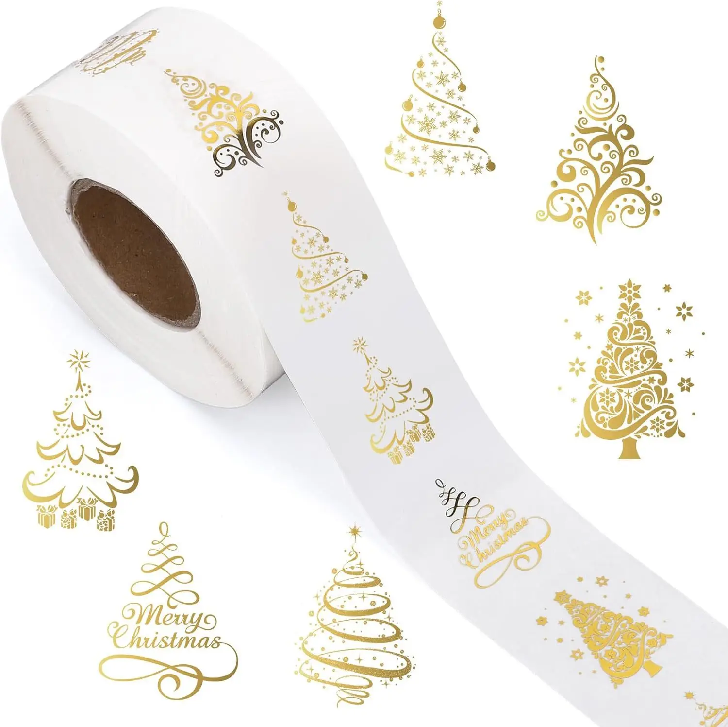 500 Uds. Pegatinas transparentes de Feliz Navidad de 1 pulgada/2,5 cm, etiquetas para tarjetas de regalo, sellos autoadhesivos, etiquetas adhesivas para álbum de recortes