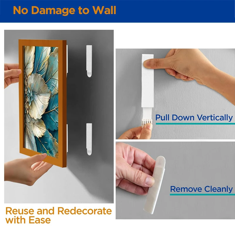 48pairs picture hanging strips frame heavy duty adhesive hook and loop mounting tapes damage free no nails picture hanger