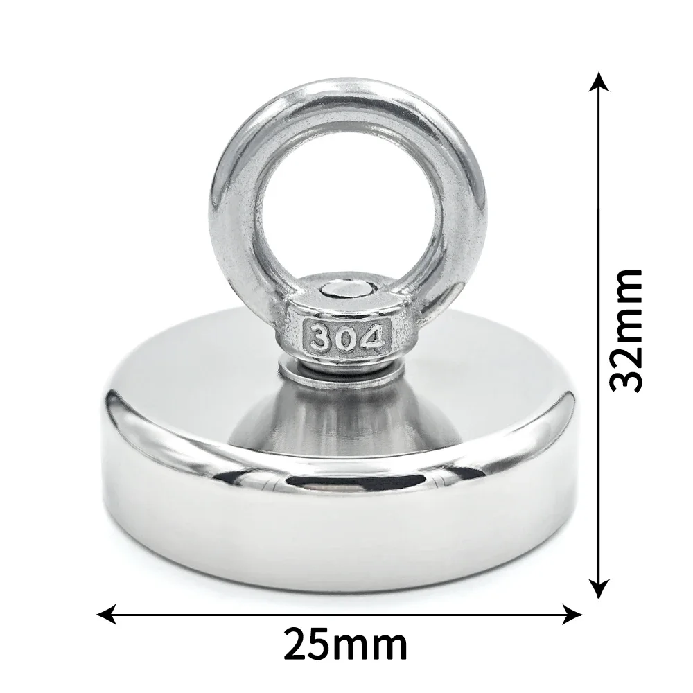 D25/42MM Magnet Fishing Magnets Hooks Duty Magnet with Countersunk Hole Eyebolt Magnet Salvage Magnets for Removeearch Magnets