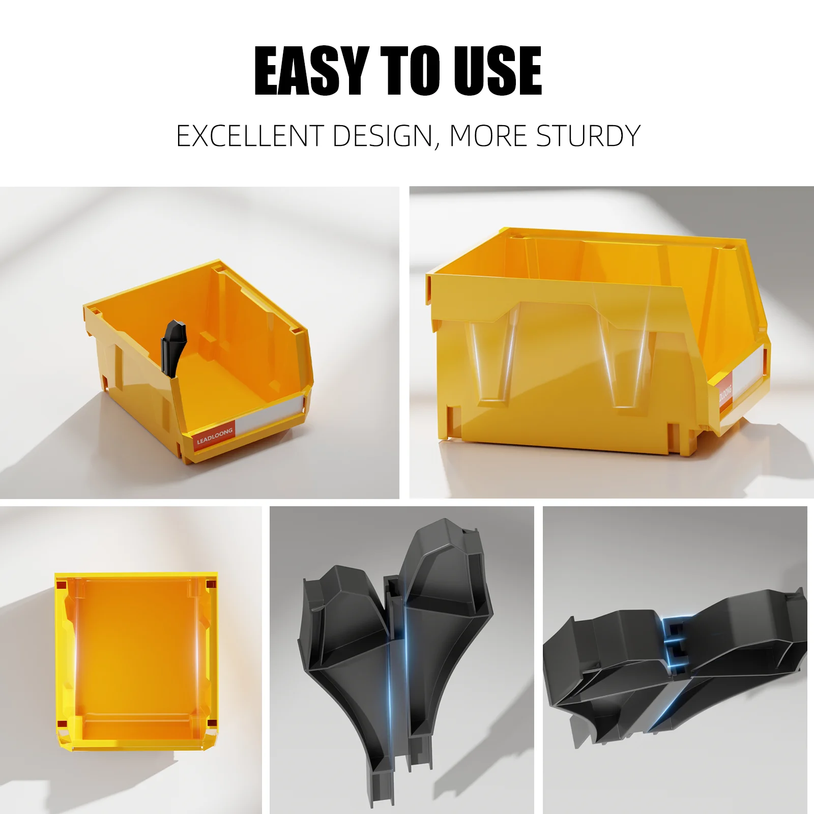 6/24 unidades 5 "x 4" x 3 "contenedores de armazenamento em camadas autônomos - recipientes de garagem empilháveis/pendurados para ferramentas e peças - organizador resistente