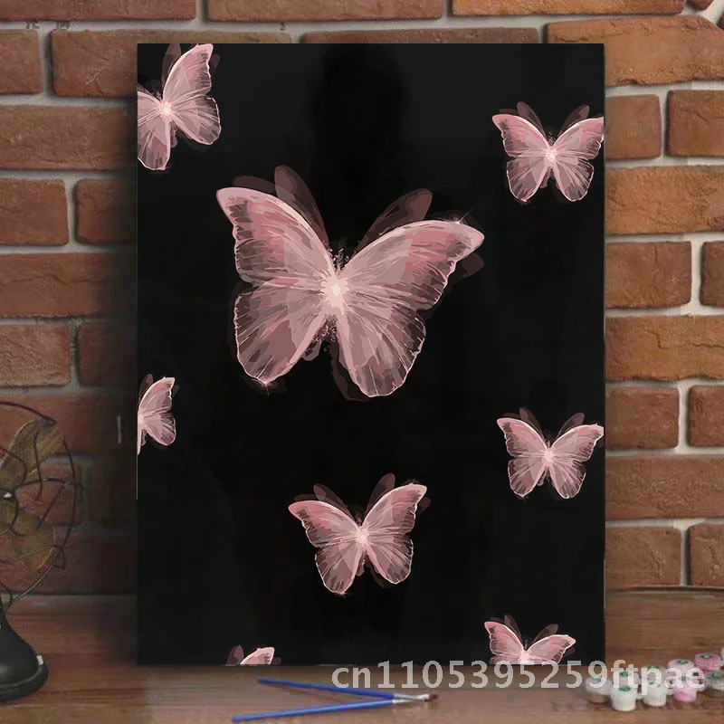 Romantic Butterfly Digital Oil Painting DIY Color Filling Decorative Artwork for Living Room Bedroom Modern Minimalist Style