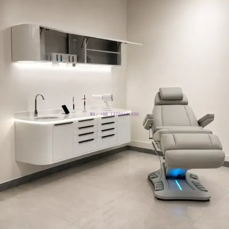 Custom All Steel Lab Workbench with Nano Crystallized Stone Countertop Galvanized Base Cabinet Sink Faucet and Drain for