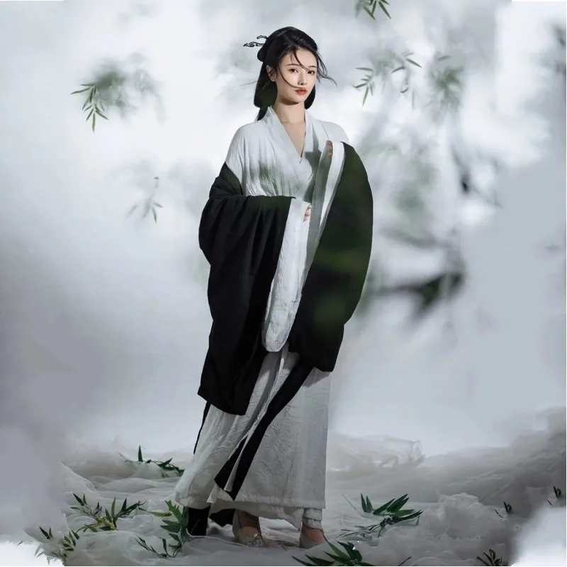 

Traditional Chinese Cotton Linen Women's Full Set Sleeveless Slim Fit Waist Length Photography Fairy Skirt