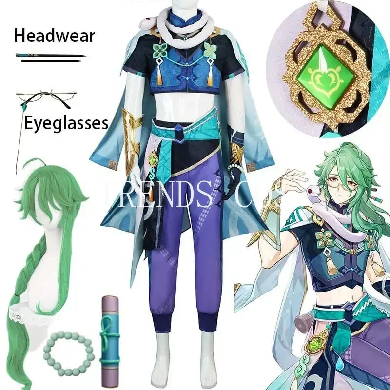 Baizhu High Quality Costume Bai Zhu Cosplay Costume Snake Headdress Glasses Full Comic Set