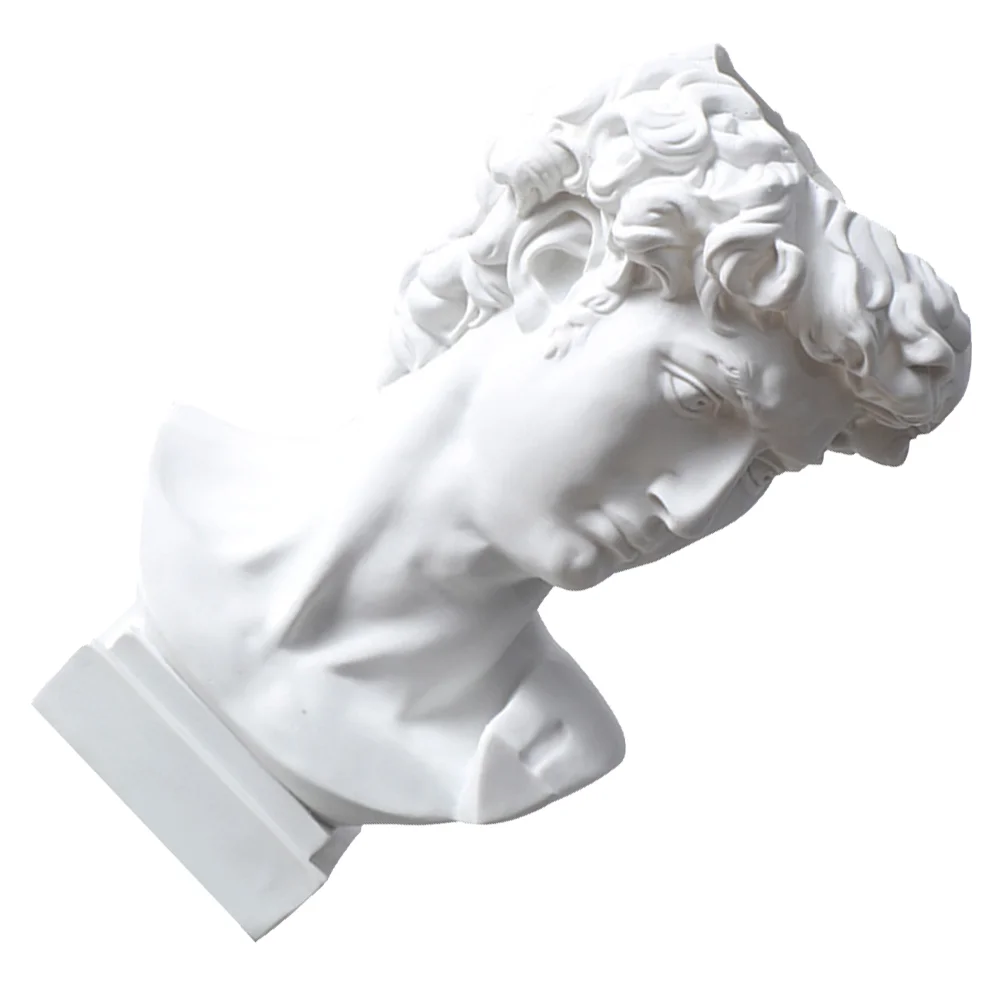 

David Funny Pen Holder Stationery Container Storage Painting Brush Organizer Lid Resin Statue Plant Pot Desktop Student