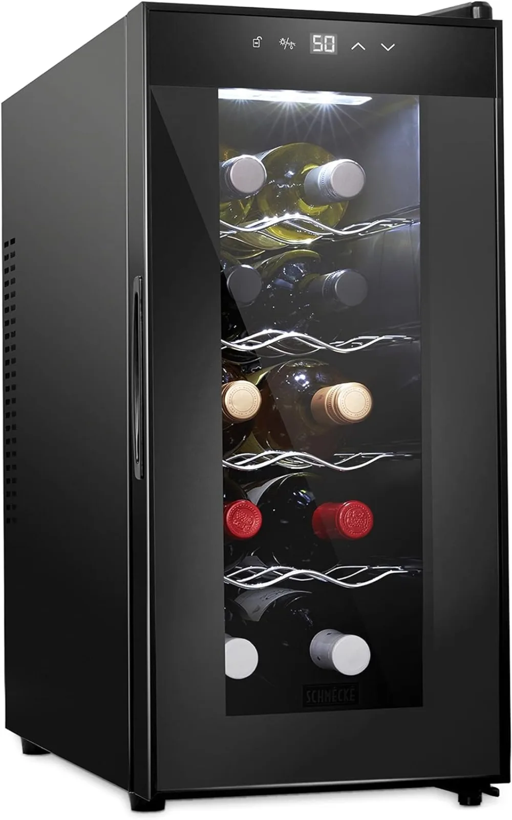 10 Bottle Red And White Wine Thermoelectric Wine Cooler/Chiller Counter Top Wine Cellar with Digital Temperature Display,